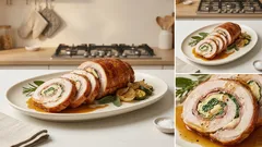 Rollè di tacchino ripieno: pancetta, frittata agli spinaci e scamorza, fette perfette
