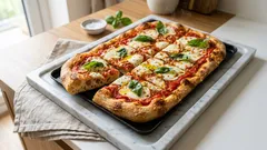 Pizza in teglia con sola biga: croccante sotto, soffice dentro (senza planetaria)