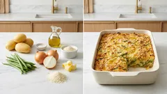 Sformato di patate, fagiolini e cipolle: morbido dentro e dorato fuori, facile da fare