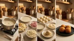 Arancine in bianco: crosta croccante e cuore cremoso con besciamella e prosciutto