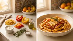 Pasta cremosa con peperoni e formaggio spalmabile: pronta in pochi minuti