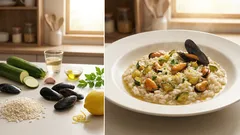 Risotto cozze e zucchine: il trucco del liquido filtrato e profumo di limone