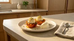 Pesche grigliate con mousse di ricotta e miele: dessert estivo leggero in 10 minuti